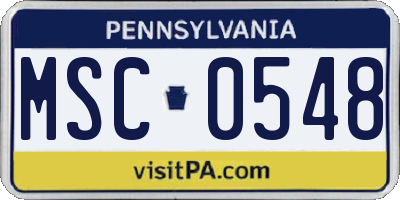PA license plate MSC0548