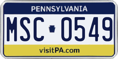 PA license plate MSC0549