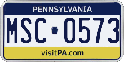 PA license plate MSC0573