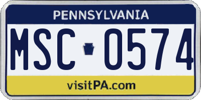 PA license plate MSC0574