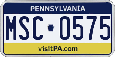 PA license plate MSC0575