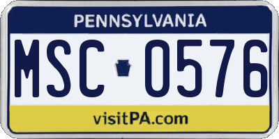PA license plate MSC0576