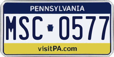 PA license plate MSC0577