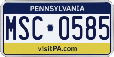 PA license plate MSC0585
