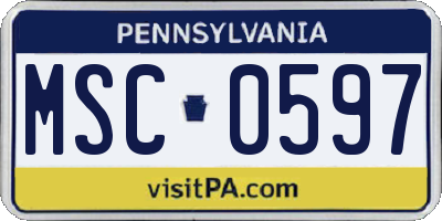 PA license plate MSC0597