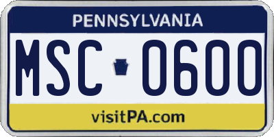 PA license plate MSC0600