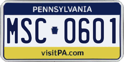 PA license plate MSC0601