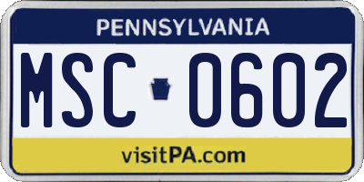 PA license plate MSC0602