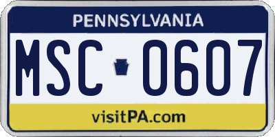 PA license plate MSC0607