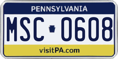 PA license plate MSC0608