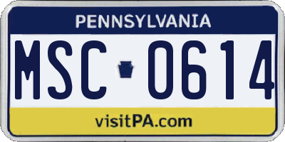 PA license plate MSC0614