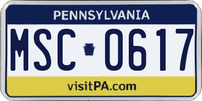 PA license plate MSC0617