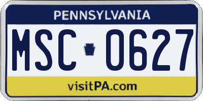 PA license plate MSC0627
