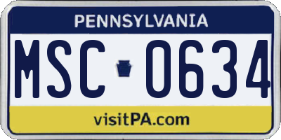 PA license plate MSC0634