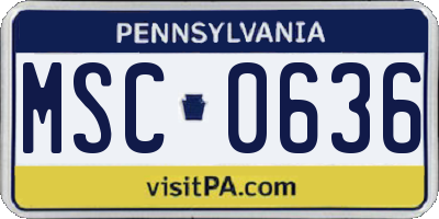 PA license plate MSC0636