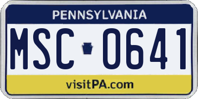 PA license plate MSC0641