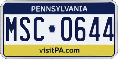 PA license plate MSC0644