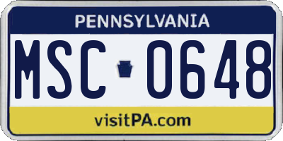 PA license plate MSC0648