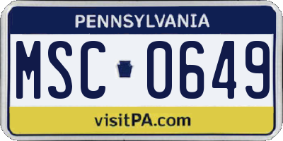 PA license plate MSC0649