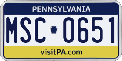PA license plate MSC0651