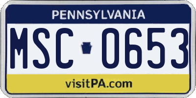 PA license plate MSC0653