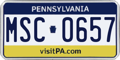 PA license plate MSC0657