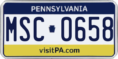 PA license plate MSC0658
