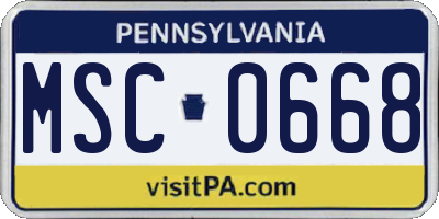PA license plate MSC0668