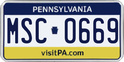 PA license plate MSC0669