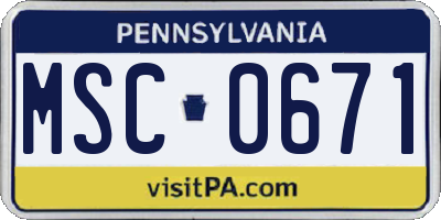 PA license plate MSC0671
