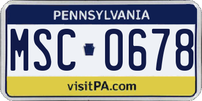 PA license plate MSC0678