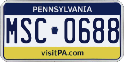 PA license plate MSC0688