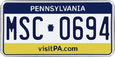 PA license plate MSC0694