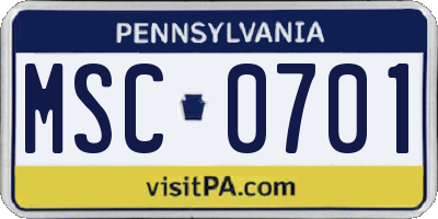 PA license plate MSC0701
