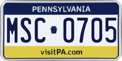 PA license plate MSC0705