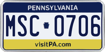 PA license plate MSC0706