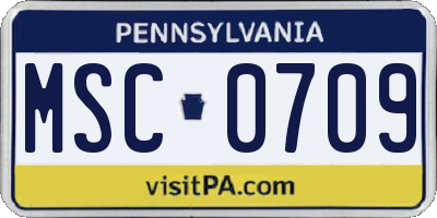 PA license plate MSC0709
