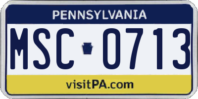 PA license plate MSC0713