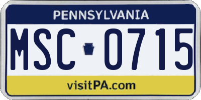 PA license plate MSC0715