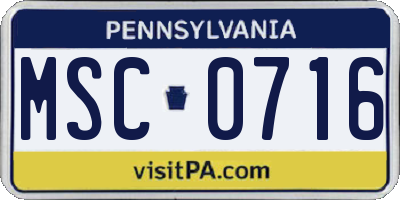 PA license plate MSC0716