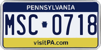 PA license plate MSC0718