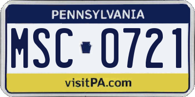 PA license plate MSC0721