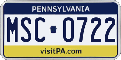PA license plate MSC0722