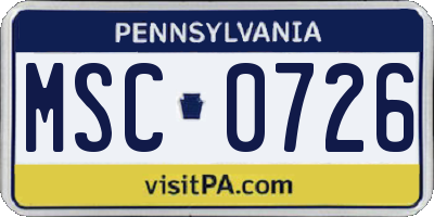 PA license plate MSC0726