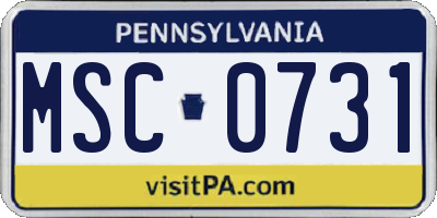 PA license plate MSC0731