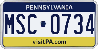 PA license plate MSC0734