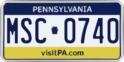 PA license plate MSC0740