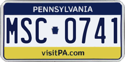 PA license plate MSC0741