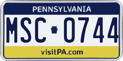 PA license plate MSC0744
