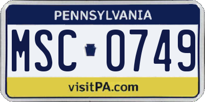PA license plate MSC0749
